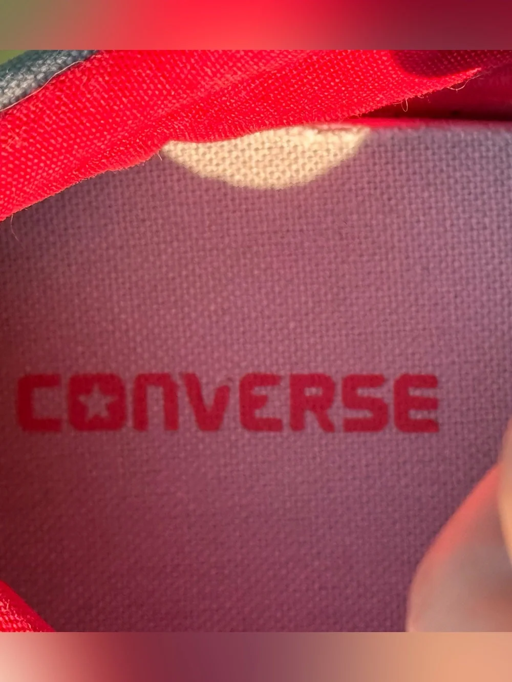 Converse Kids Low Top Canvas Sneakers - Slip In or Tie - Gray & Red - Size 5